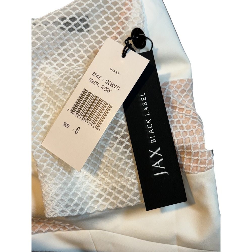 JAX BLACK LABEL Dress White Blush Mesh Illusion Sheath Midi Cocktail Size 6 NWT‎ - Picture 10 of 12